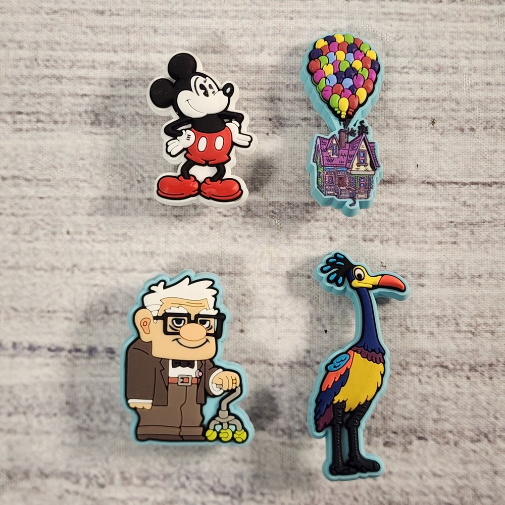 Disney Pixar Jibbitz Shoe Charms Set Mickey Mouse Up House Carl Kevin 4pc